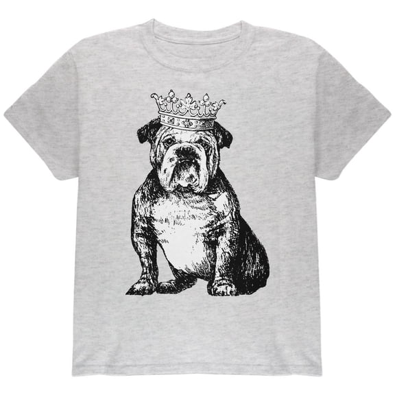 British Bulldog Crown Youth T Shirt Light Heather Grey YXL