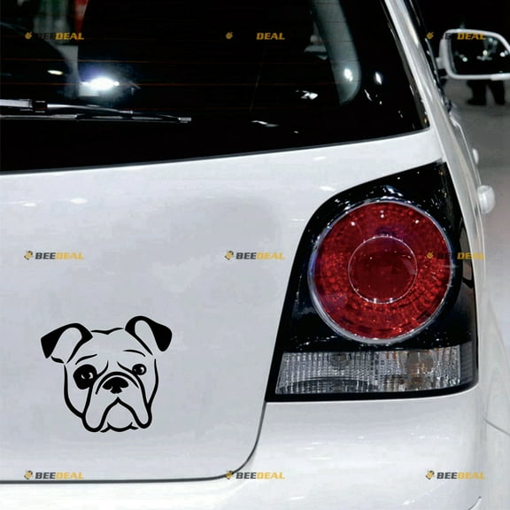 British Bulldog Head English Sticker Decal Vinyl - 2 Pack Black 4" - For Car Boat Laptop Cup No Background Die-cut