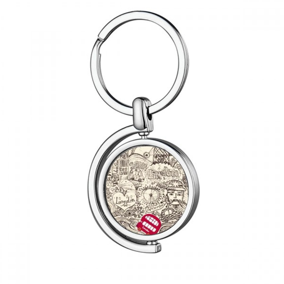 British Bus London Eyes Big Ben UK Rotating Keychain Metal Keyring Holder