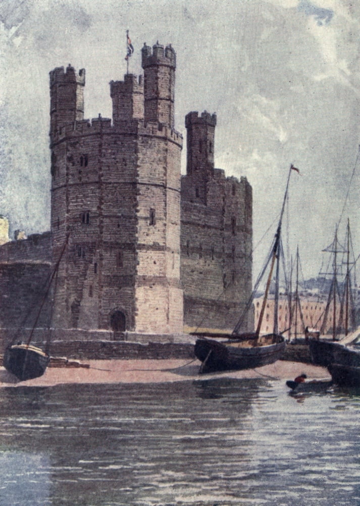 British Castles 1911 Carnarvon Castle Canvas Art - Unknown (24 x 36)
