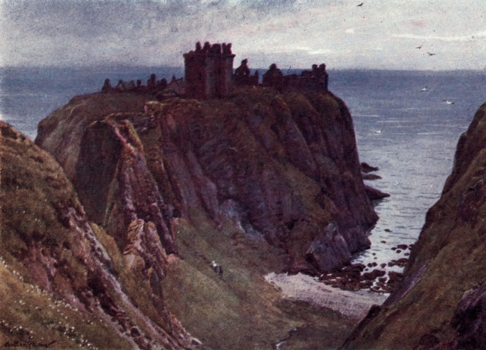 British Castles 1911 Dunnottar Castle Kincardineshire Canvas Art - Harold Sutton Palmer (24 x 36)
