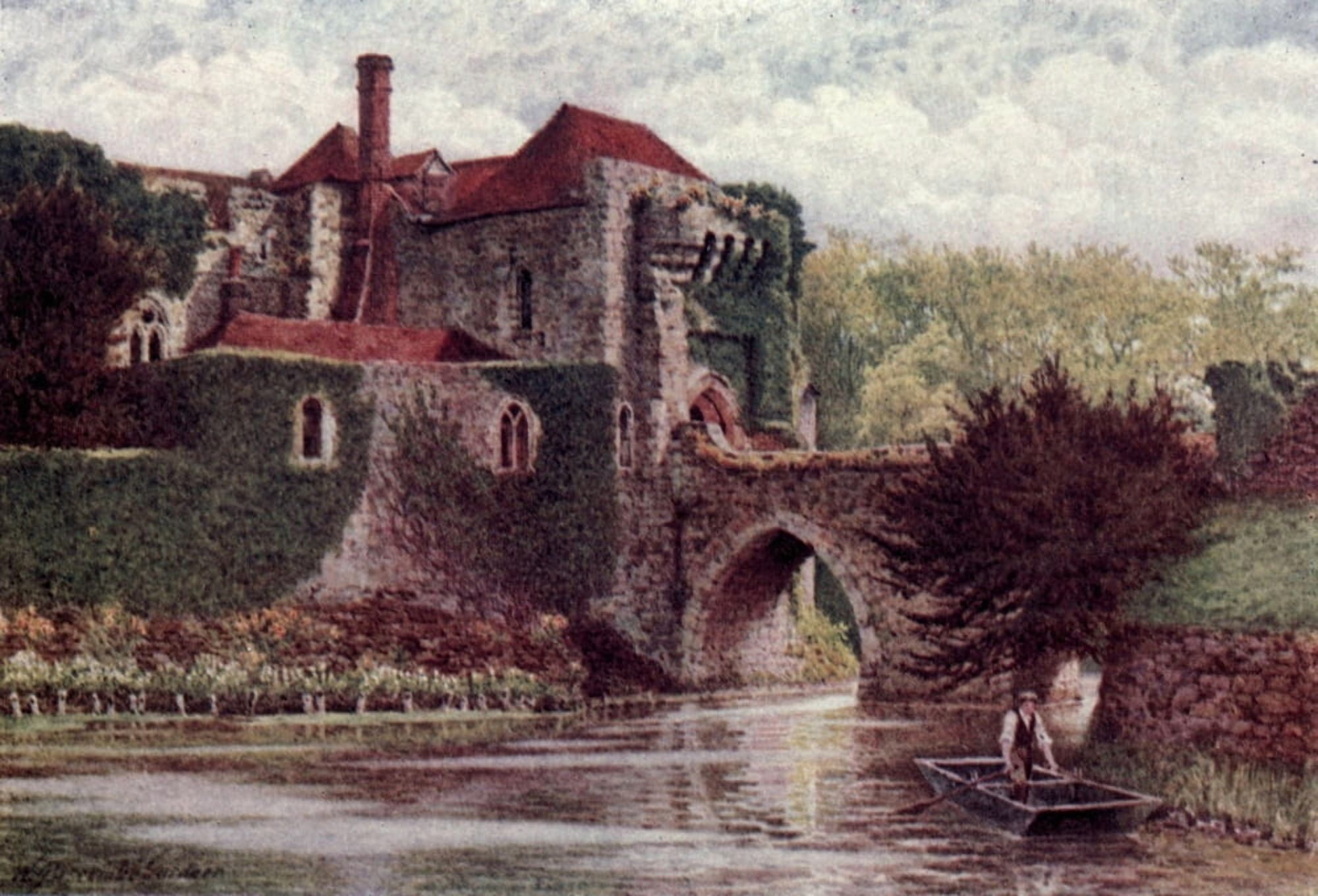 British Castles 1911 Leeds Castle 1 Canvas Art - William B Gardner (18 x 24)