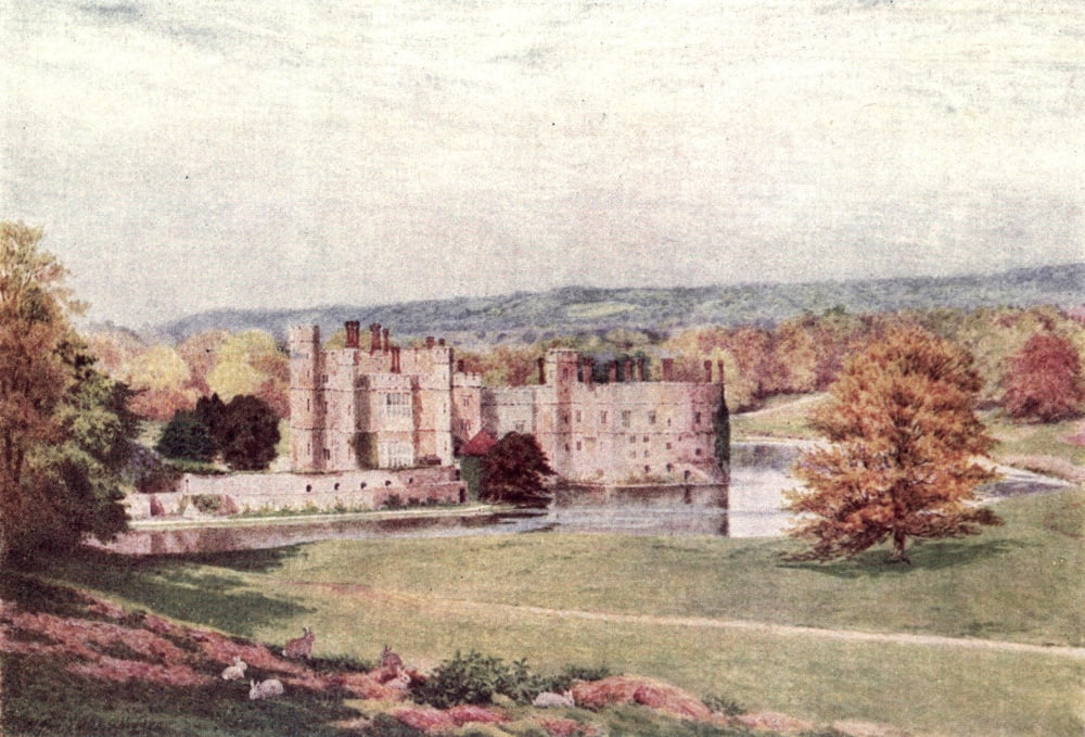 British Castles 1911 Leeds Castle 2 Canvas Art - William B Gardner (18 x 24)