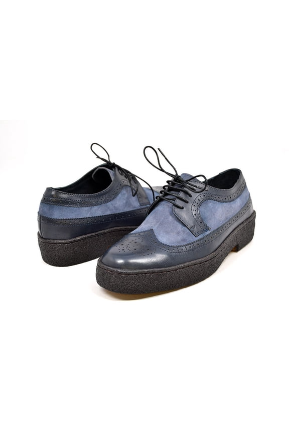 Two Tone Wingtip Low Cut Navy Combo Shoes