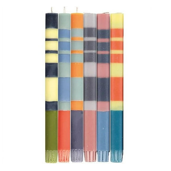 British Colour Standard Candles Stripes Assorted Colors Eco 10h" Dinner Candles Hand Poured Wax  Artisan fair Trade Box-6