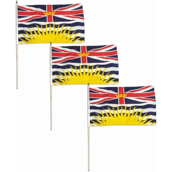 British Columbia 12 x 18 Inch Flag - 3 PK