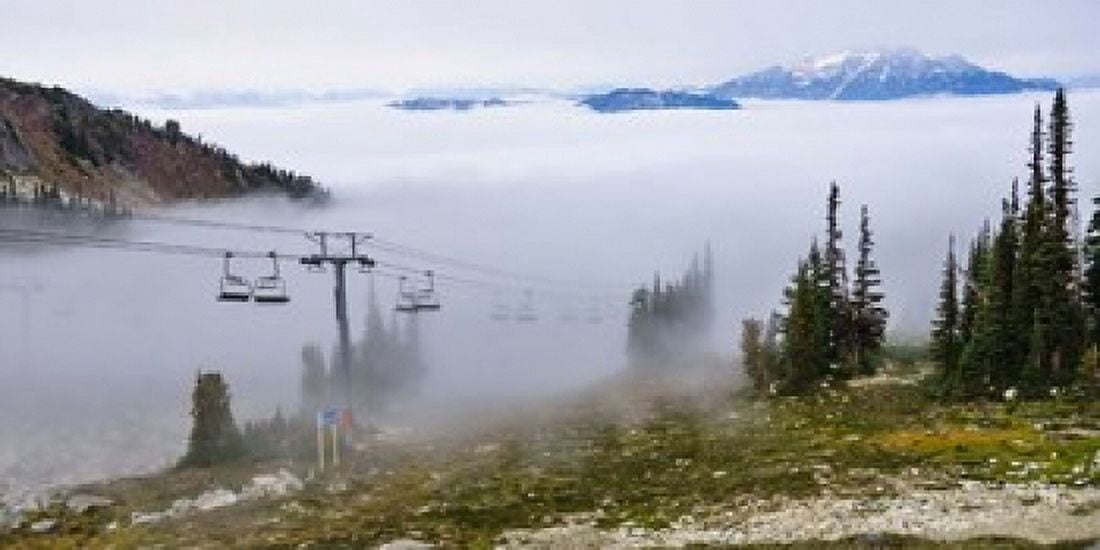 British Columbia Chairlift on Whistler Mountain Canvas Art - Matt Freedman DanitaDelimont (26 x 13)
