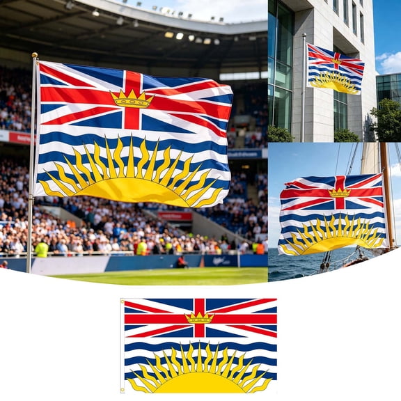British Columbia Provincial Flag 2x3ft Options Double Sided Fade Resistant Polyester Flag with Brass Grommets for Outdoor Yard Garden Patriotic Display
