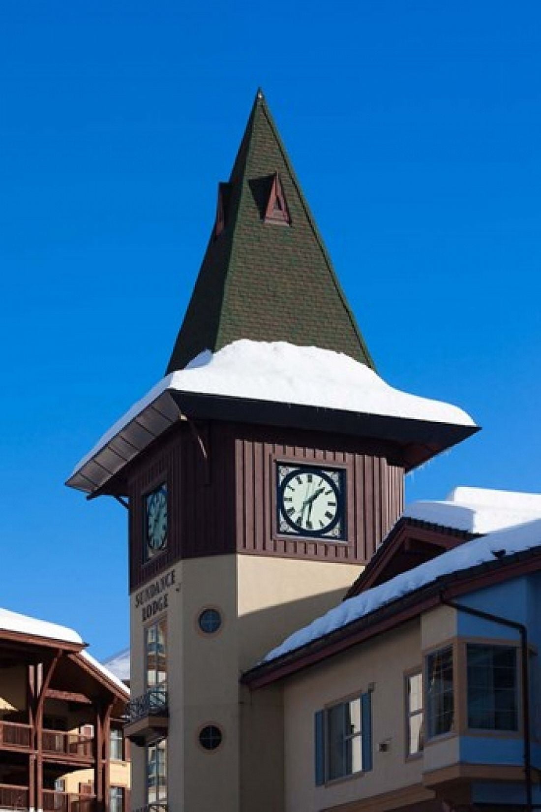 British Columbia Sun Peaks Resort clock tower Canvas Art - Walter Bibikow DanitaDelimont (18 x 27)
