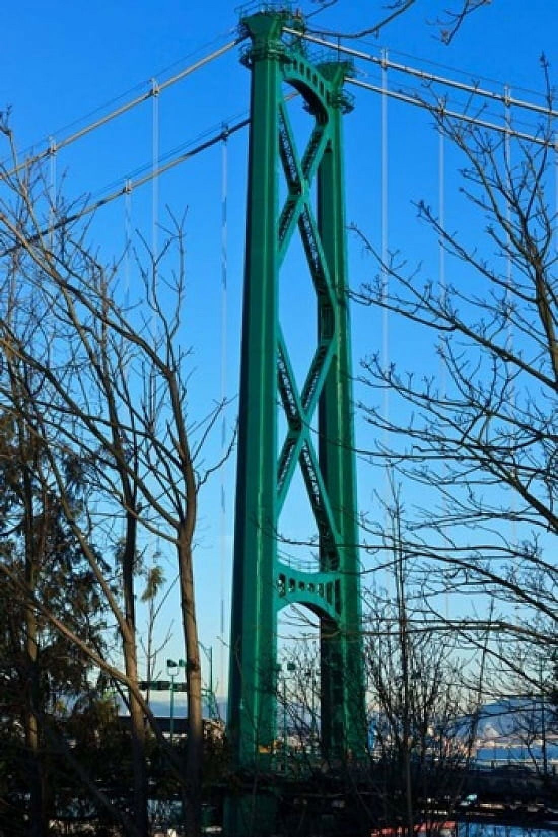 British Columbia Vancouver Lions Gate Bridge Tower Canvas Art - Rick A Brown DanitaDelimont (24 x 36)