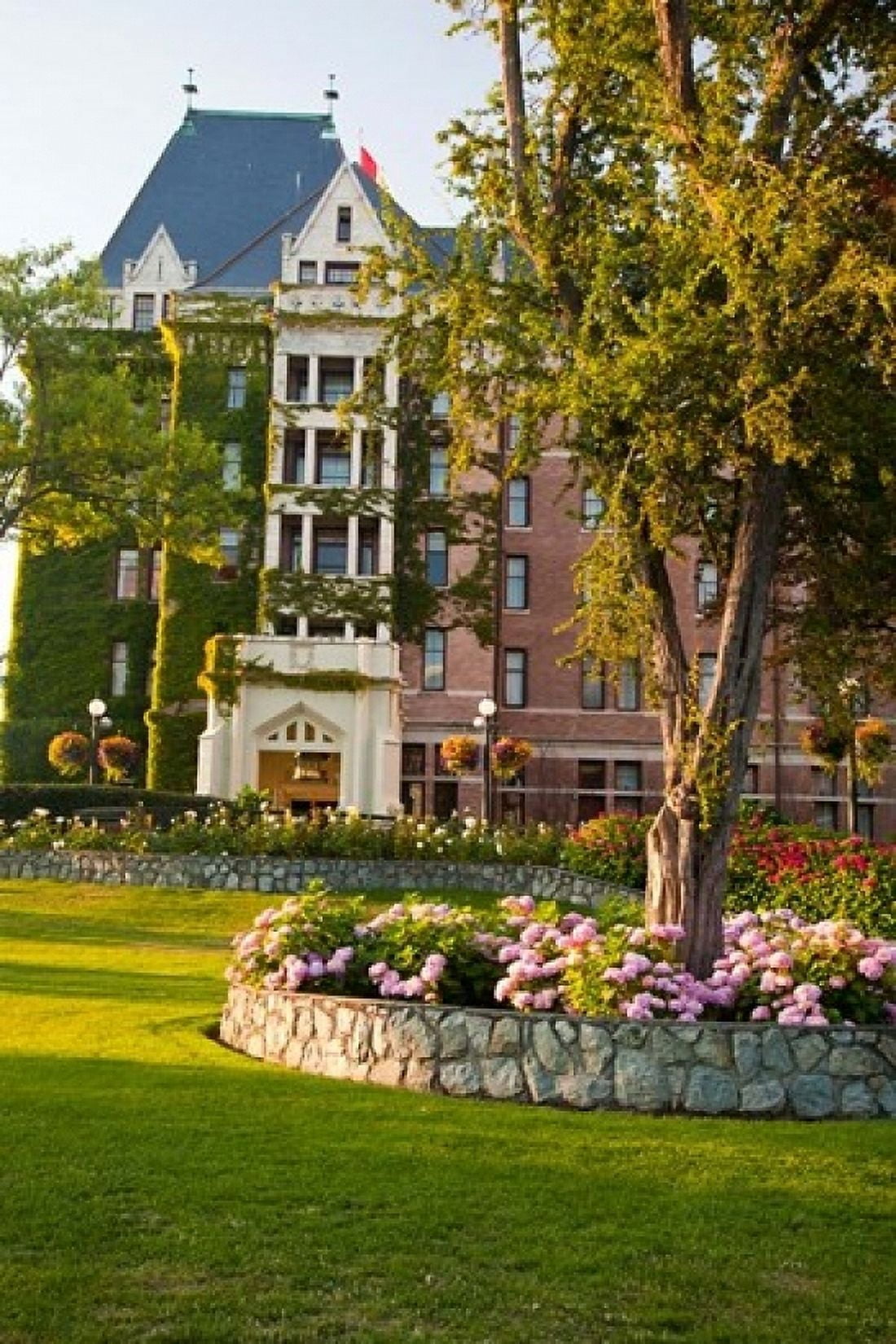 British Columbia Victoria Empress Hotel Gardens Canvas Art - Terry Eggers DanitaDelimont (24 x 36)