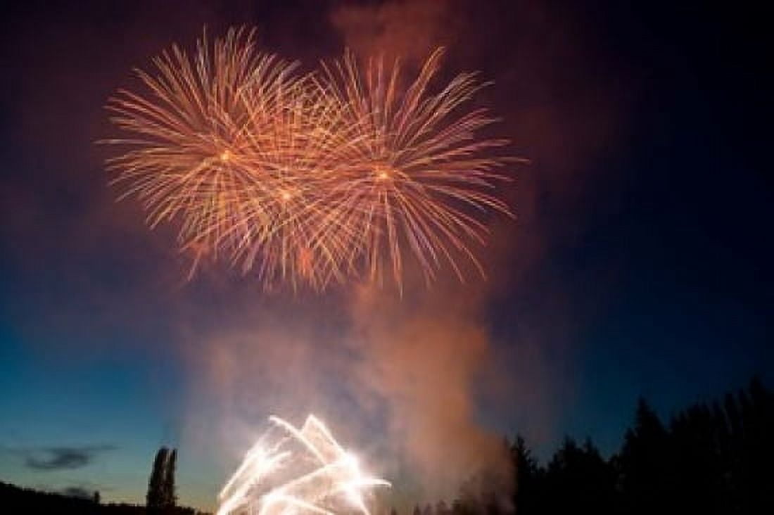 British Columbia Victoria Fireworks Show Canvas Art - Stuart Westmorland DanitaDelimont (26 x 18)
