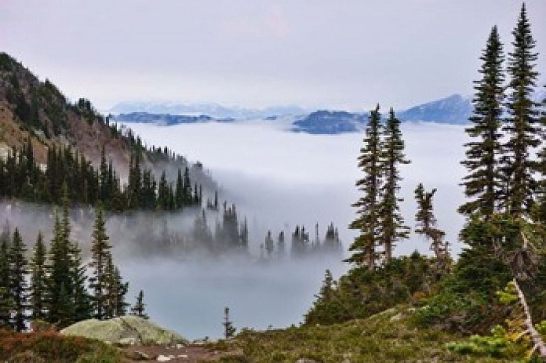 British Columbia Whistler Mountain Clouds Canvas Art - Matt Freedman DanitaDelimont (36 x 24)