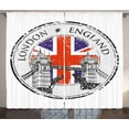 thumbnail image 1 of Ambesonne British Curtains 2 Panel Set, Flag Nostalgic National, 108" x 63", Pale Grey Navy Blue, 1 of 3