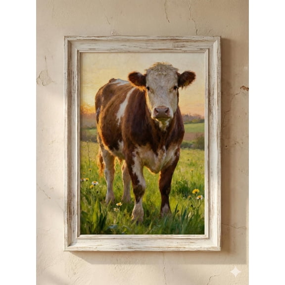 British Farm Cow Print, Spring Landscape Wall Art, Farmhouse Decor Poster Unframed Paper Print