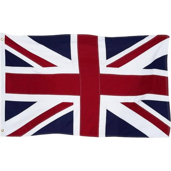 British Flag 3x5 Feet, Cotton and U.K. London Flags Heavy Duty for Iutdoor, Vivid Color Fade-resistant,Sewing Edge Stripes with 2 Brass Grommets 4 Stitching Rows Heavy Duty Flags