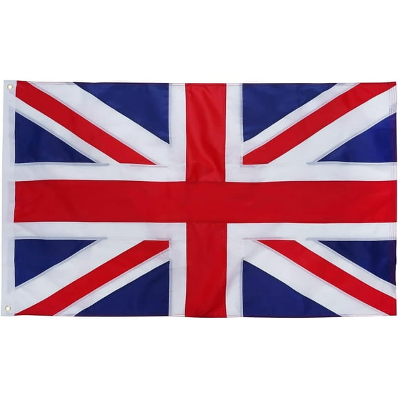 British Flag 5x8 FT United Kingdom UK Flag Outdoor Large Flags Vivid Color Fade-resistant Heavy Duty Nylon with 2 Brass Grommets 4 Stitching Rows Sewn Stripes