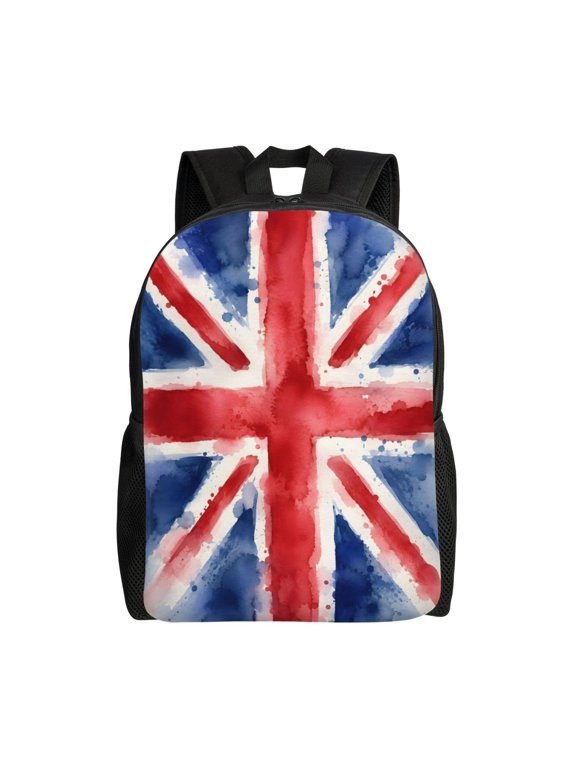 British Flag Backpack Full Front Print Travel Laptop Bag for Men and Women
