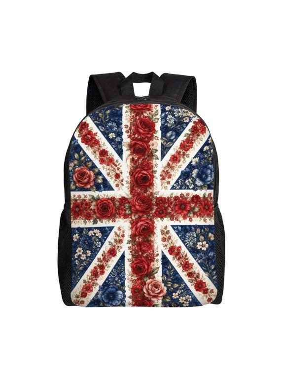 British Flag Backpack Full Front Print Travel Laptop Bag for Men and Women