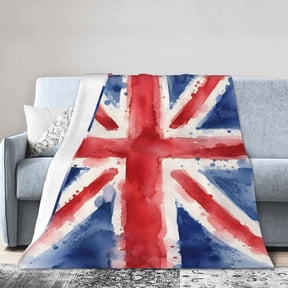 British Flag Blanket Gift Throw Blanket Watercolor UK Patriotic Gift for Men Women Home Decor 50x40