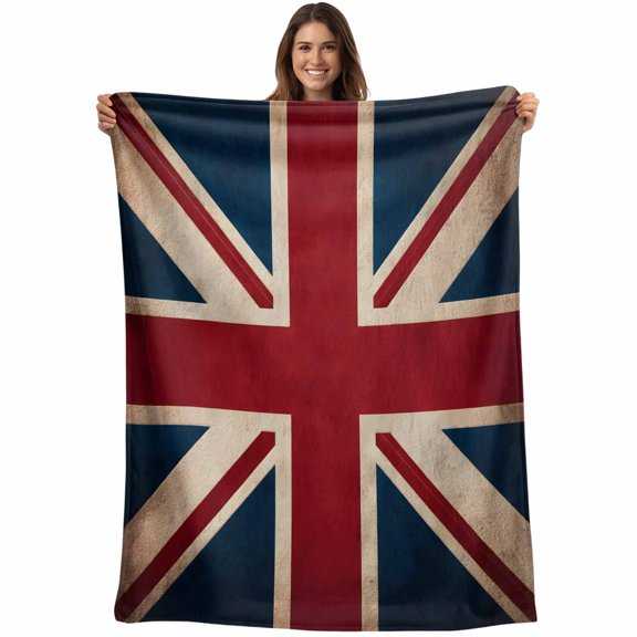 British Flag Blanket Soft Cozy Warm Twin Blanket for Bed, Plush Fuzzy Flannel Fleece Blankets for Sofa, Vintage United Kingdom England Uk Flag Throw Blankets for Couch, Lightweight Gifts, 60"x80"