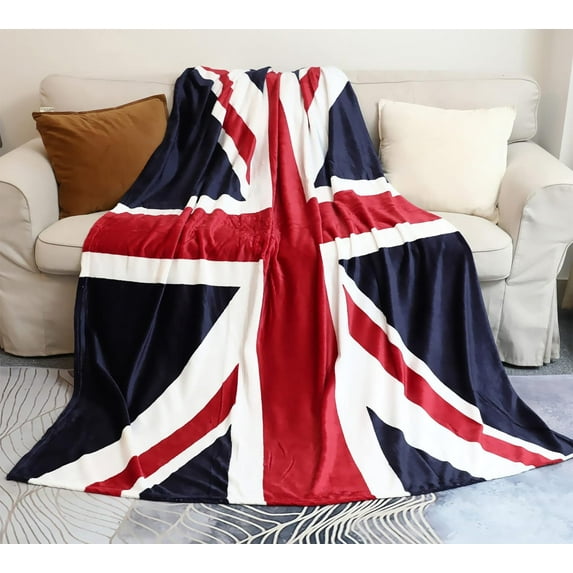 British Flag Blanket, Super Soft Union Jack Throw Blanket Twin Size 60 80 Blanket for Bed Couch Chair Fall Winter Camping Living Room Office Gift