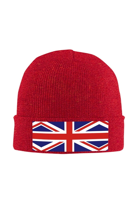British Flag Britain English England Winter Beanie Hats for Men Women Warm Cozy Knitted Cuffed Skull Cap Red