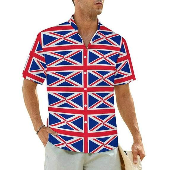 British Flag Casual Shirt UK Flag 3D Classic Hawaiian Shirts Men Short Sleeves Beach Haraj