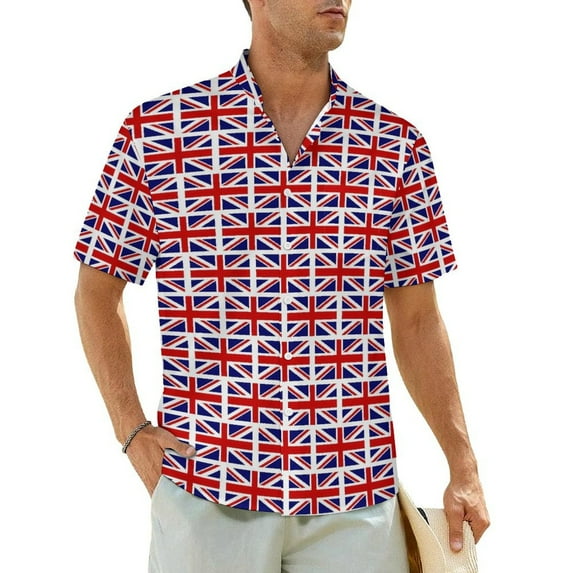 British Flag Casual Shirt UK Flag 3D Classic Hawaiian Shirts Men Short Sleeves Beach Haraj