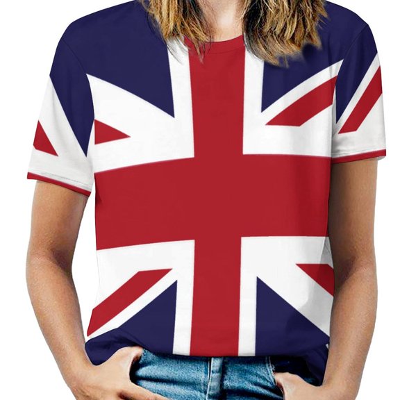 British Flag Design Women's Short Sleeve Tops Casual Blouses T Shirt
