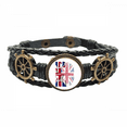 thumbnail image 1 of British Flag Fingerprint Gene Leather Braided Ocean Bracelet Wristband, 1 of 4