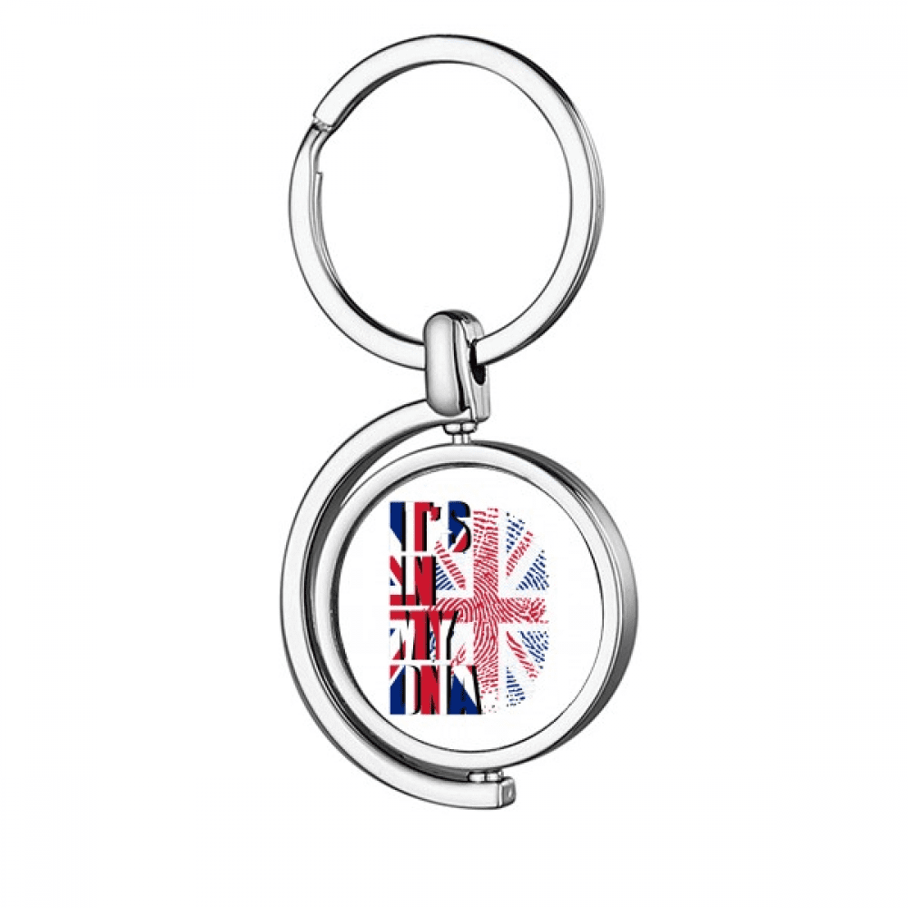 British Flag Fingerprint Gene Rotating Keychain Metal Keyring Holder ...