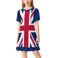 thumbnail image 1 of British Flag Girl's Dress Summer Crew Neck Children's T-Shirt Tops Casual Wear, 1 of 10