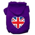 thumbnail image 1 of British Flag Heart Screen Print Pet Hoodies, Purple - Extra Large, 1 of 1