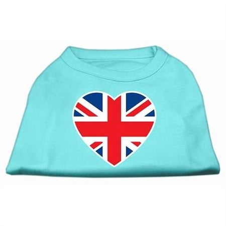 British Flag Heart Screen Print Shirt Aqua XS - 8