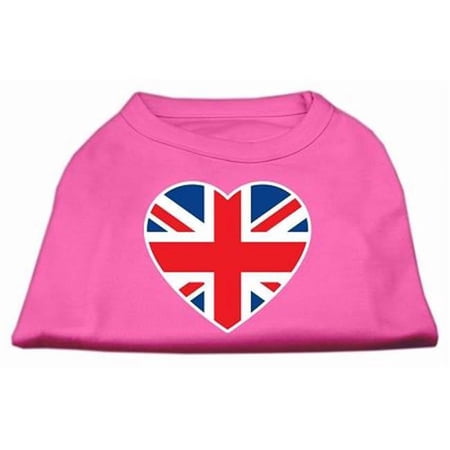 British Flag Heart Screen Print Shirt Bright Pink XS - 8