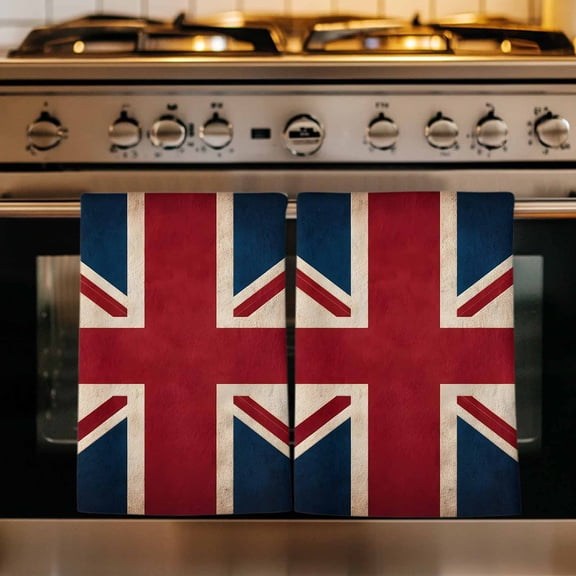 British Flag Kitchen Towels Set of 1, Vintage United Kingdom England Uk Flag Absorbent Dish Towels for Kitchen, Microfiber Hand Towel, Quick Drying Tea Towel for Cleaning Decorative Dishcloths