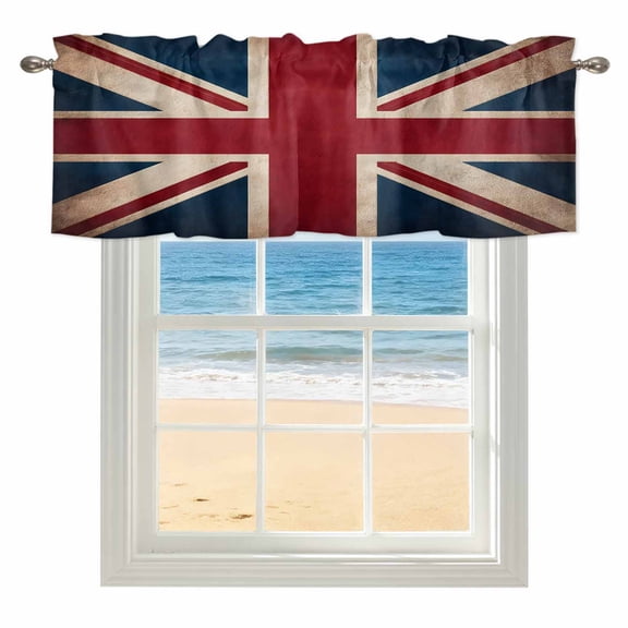 British Flag Kitchen Valances for Windows 42x12 Inch Kitchen Curtains Valances Rod Pocket Vintage United Kingdom England Uk Flag Bathroom Window Valances for Window Treatment Decor