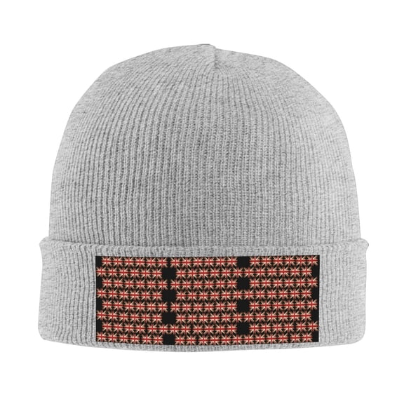 British Flag Pattern Beanie Hat Men Women Warm Printed Cap Knit Beanies Hats Outdoor Winter Gray