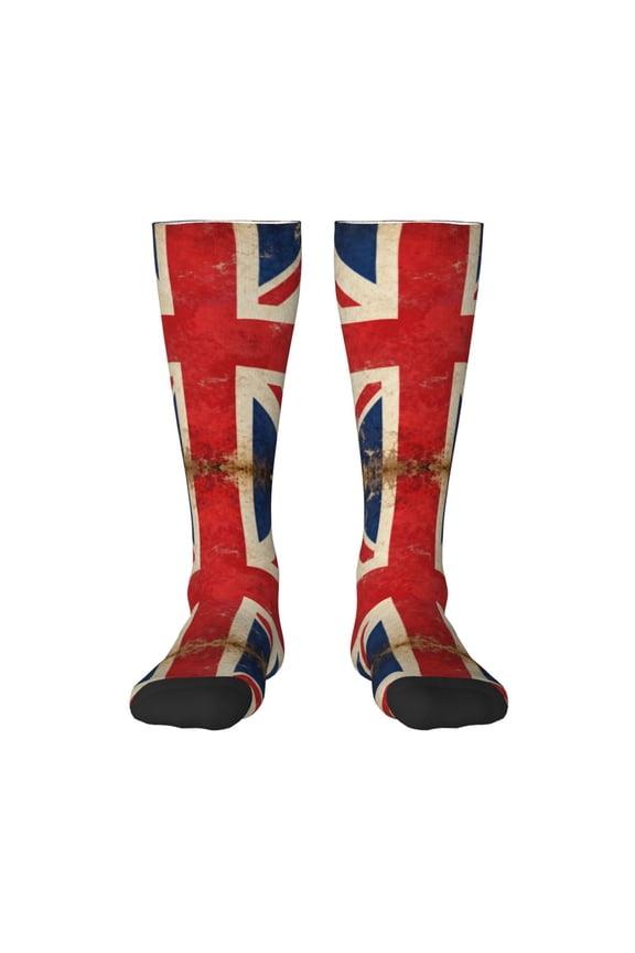 British Flag Pattern Knee High Socks for Women Long Leg Warmers Socks