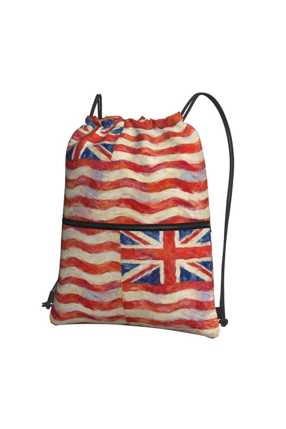 British Flag Print Drawstring Backpack Water Resistant String Bag Sports Sackpack Gym Sack For Men Women