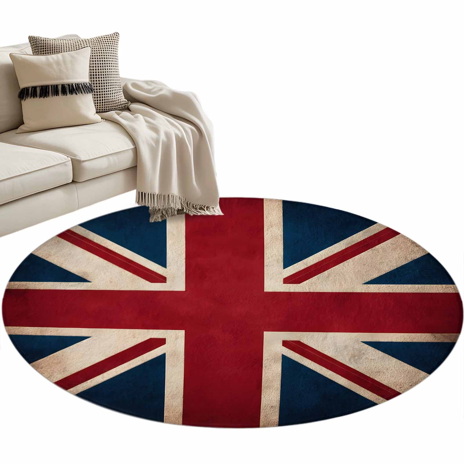British Flag Round Rug 4ft Washable Circle Entryway Rugs Non Slip ...