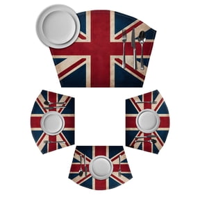 British Flag Round Table Placemats Set of 2 Wedge Placemats, Vintage United Kingdom England Uk Flag Place Mats for Dining Table Set Washable Mats Kitchen Decor for Indoor Outdoor Wipe Clean