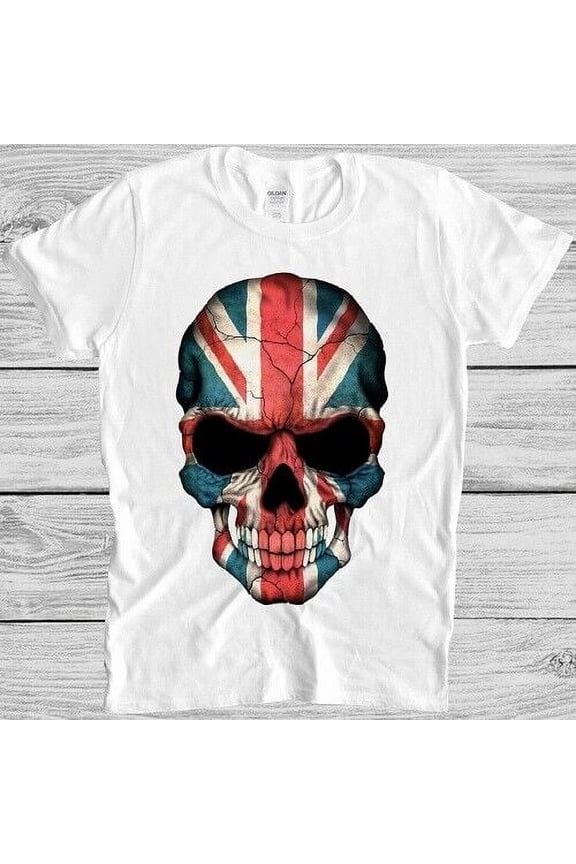 British Flag Skull T Shirt England UK Union Jack London Punk Cool Gift Tee M207