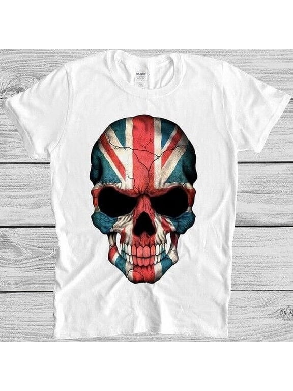 British Flag Skull T Shirt England UK Union Jack London Punk Cool Gift Tee M207