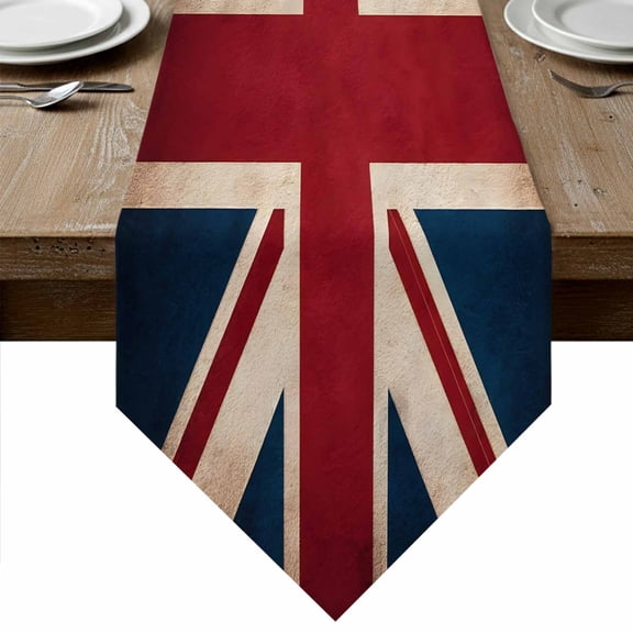 British Flag Table Runner Linen Burlap Table Runner 36 Inches Small Vintage United Kingdom England Uk Flag Dresser Scarves for Kitchen Island Coffee Dining Room Party Wedding Holiday Decor 13"x36"