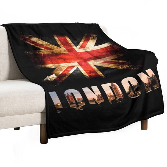 British Flag UK Big Ben London Super Soft Blanket Flannel Throw Blanket Flannel Microfiber Blankets for Couch Bed Sofa Fluffy and Warm 50"x60"
