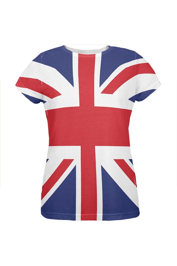 British Flag Union Jack All Over Womens T Shirt Multi X-LG