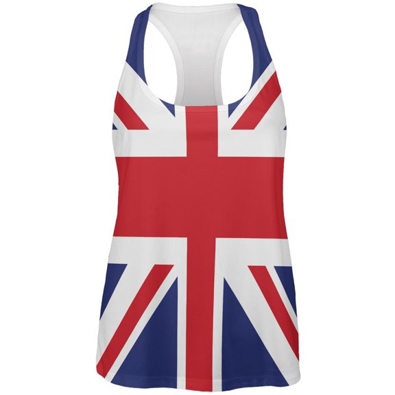 British Flag Union Jack All Over Womens Work Out Tank Top Multi X-LG
