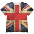 thumbnail image 1 of British Flag Union Jack Grunge Distressed All Over Youth T Shirt Multi YLG, 1 of 2